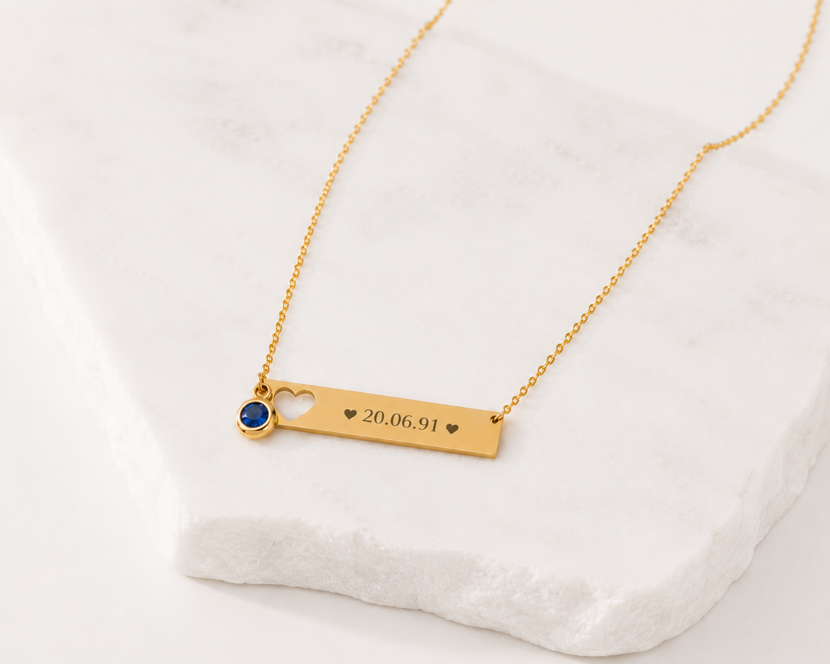 Collar personalizado rectangular con corazón
