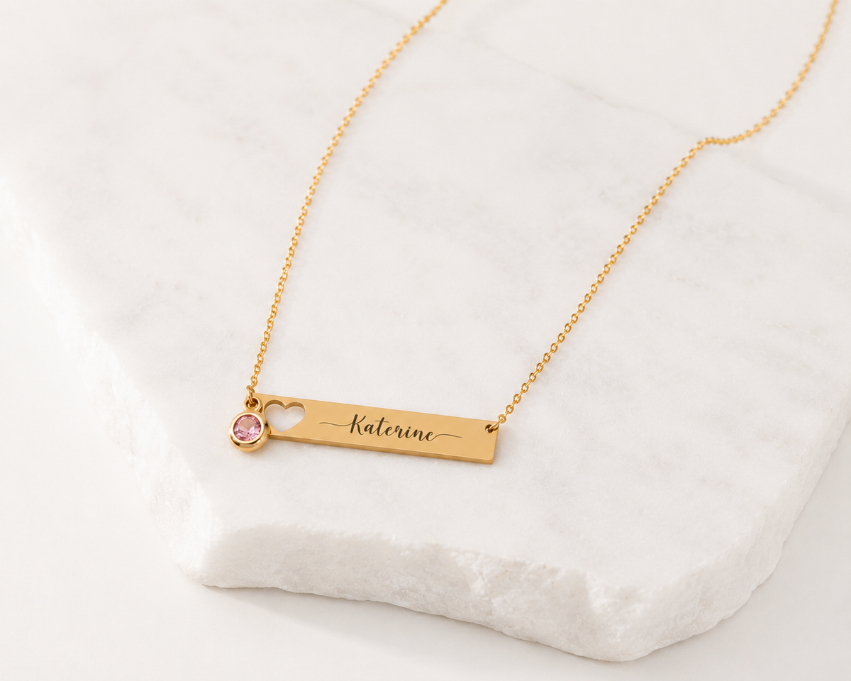 Collar personalizado rectangular con corazón