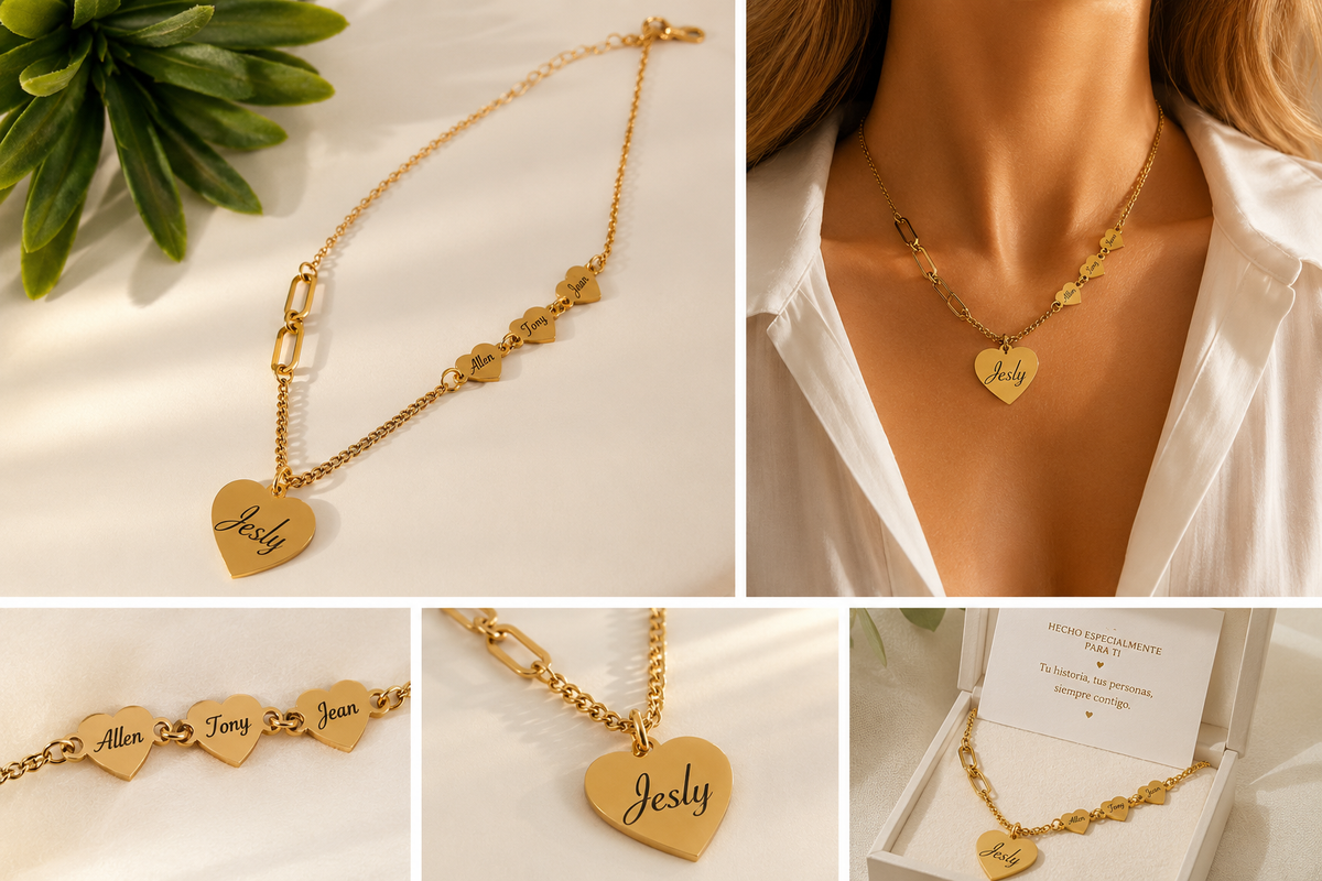 Collar Corazones Personalizado