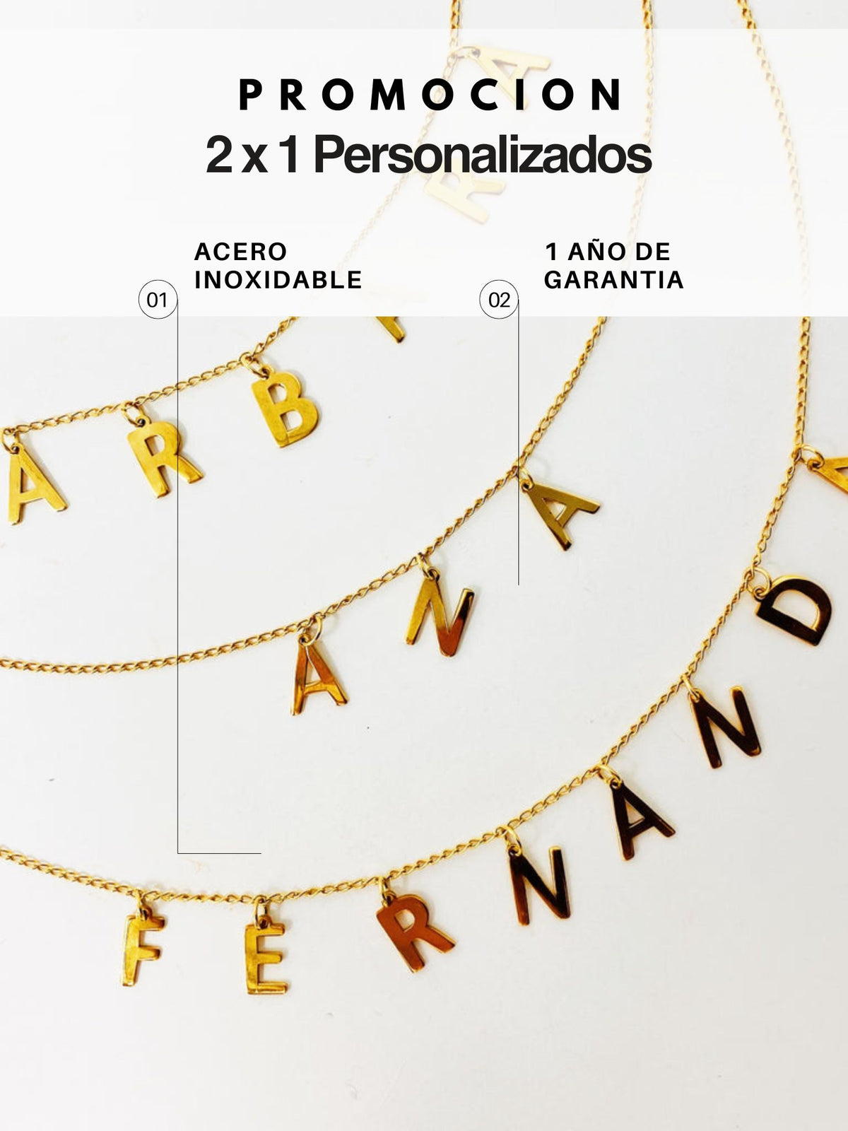 2X1 Collar personalizado letra x letra